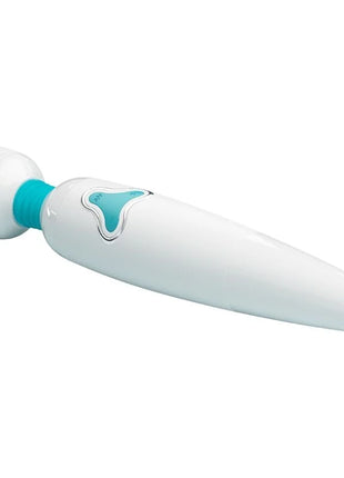 Weißer und türkisfarbener silikonstab vibrator mit herzförmigem knopf am griff von Pretty Love Cloud Wand Vibrator