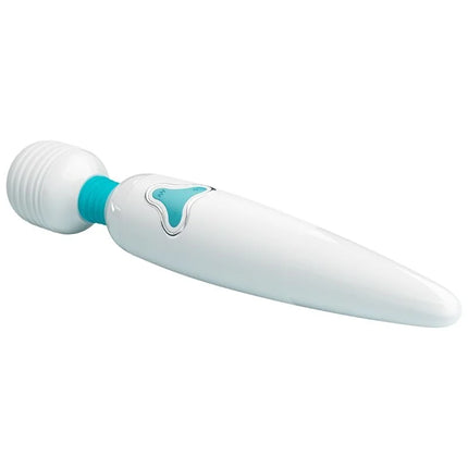Weißer und türkisfarbener silikonstab vibrator mit herzförmigem knopf am griff von Pretty Love Cloud Wand Vibrator