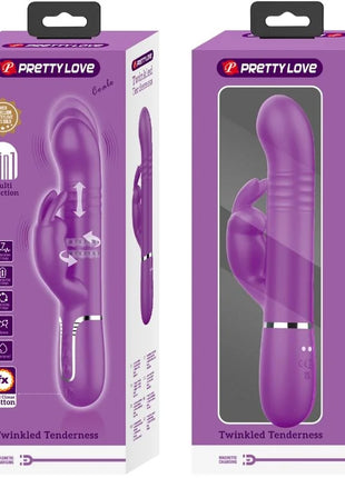 Lila Pretty Love Coale 4 in 1 multifunktions-rabbit-vibrator mit magnetischer ladestation und glitzerndem design