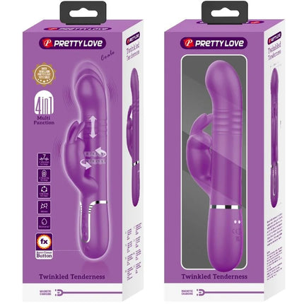 Lila Pretty Love Coale 4 in 1 multifunktions-rabbit-vibrator mit magnetischer ladestation und glitzerndem design