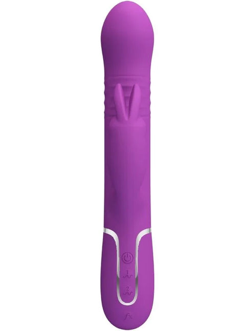 Pretty love coale 4 in 1 multifunktions-rabbit-vibrator in lila aus silikon mit silberner akzentleiste und bedientasten