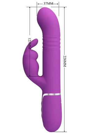 Pretty Love Coale 4 in 1 multifunktions-rabbit-vibrator lila aus silikon mit silbernem Akzentband
