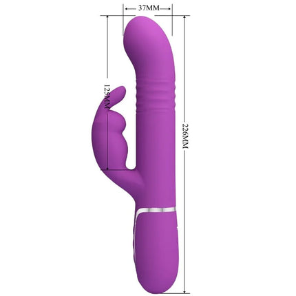 Pretty Love Coale 4 in 1 multifunktions-rabbit-vibrator lila aus silikon mit silbernem Akzentband