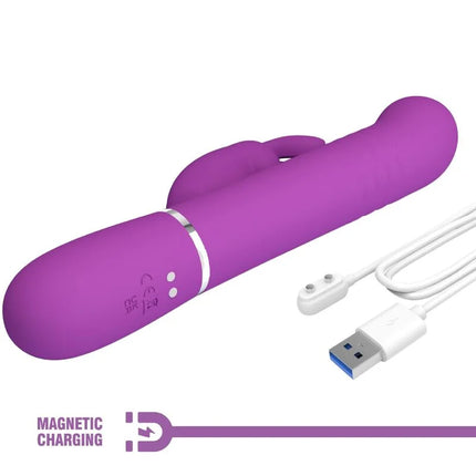 Pretty Love Coale violetter silikon rabbit vibrator mit magnetischem ladekabel und usb anschluss