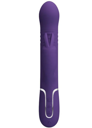 Purple silikon rabbit vibrator mit silbernen akzentleisten und bedientasten von Pretty Love Coale 4 in 1 Lila