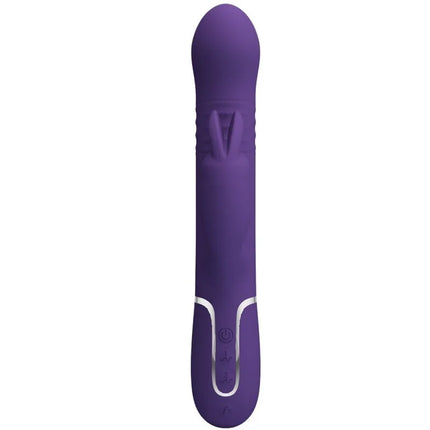 Purple silikon rabbit vibrator mit silbernen akzentleisten und bedientasten von Pretty Love Coale 4 in 1 Lila
