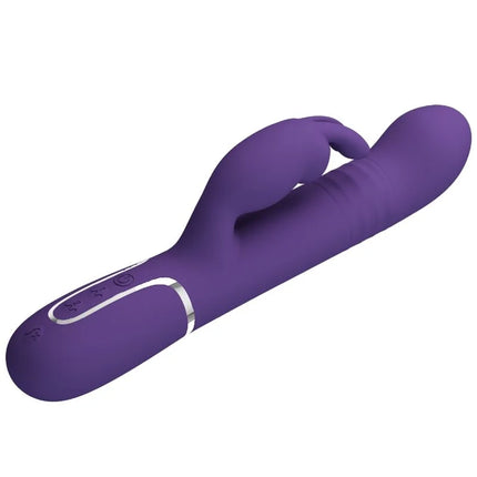 Lila silikon rabbit vibrator mit silbernem akzentband und bedientasten von pretty love coale rabbit vibrator 4 in 1