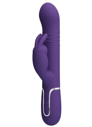 Lila silikon rabbit vibrator 4 in 1 mit silbernem akzentband und bedientasten von pretty love coale