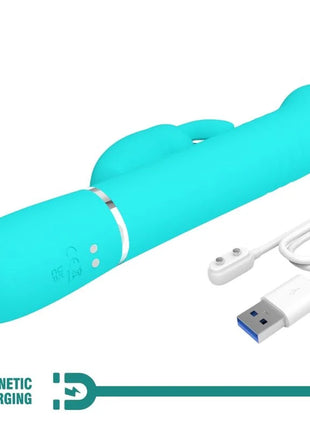 Turquoise silikon rabbit vibrator mit magnetischem ladekabel von pretty love coale rabbit vibrator perlen