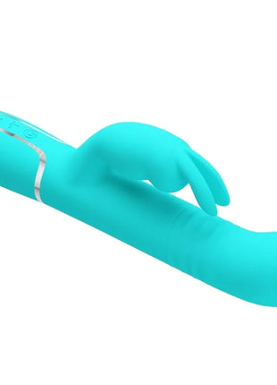 Turquoise silikons vibrator im kaninchenstil mit silberner zierleiste und steuerungstasten von pretty love coale perlen
