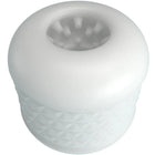 Weißer silikon-analplug mit strukturierter diamantmusterbasis und zentraleröffnung mit kleinen vorsprüngen von pretty love crystle männlicher masturbator weiß