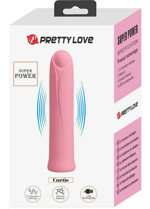 Mini vibrator curtis von prettylove in rosa silikon mit 12 vibrationsmodi für intensive stimulation