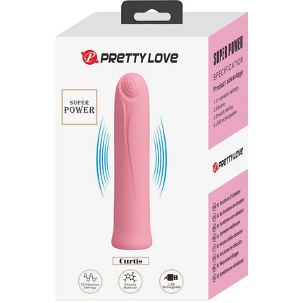 Mini vibrator curtis von prettylove in rosa silikon mit 12 vibrationsmodi für intensive stimulation