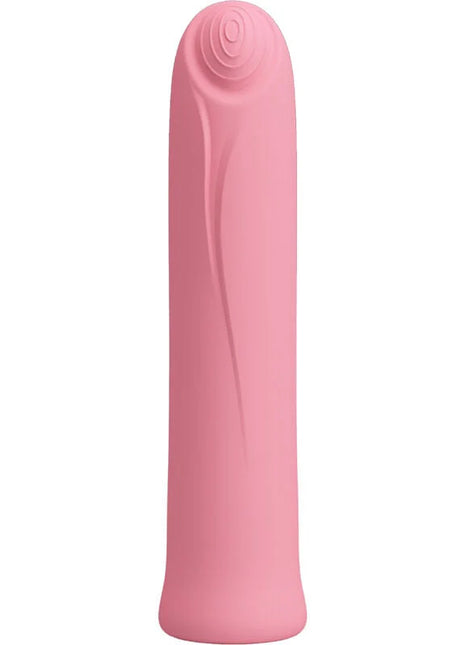 Pretty love curtis mini super power vibrator 12 rosa silikonvibrationen mit glattem, geschwungenem design und dezent welliger struktur