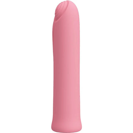 Pinkfarbener pretty love curtis mini super power vibrator aus silikon mit glattem design und feinen rillen oben