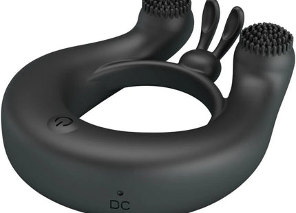 PRETTY LOVE - DAHLIA VIBRATIONSRING + KLITORISSTIMULATOR 12 VIBRATIONEN SCHWARZ - Penisring mit Vibration