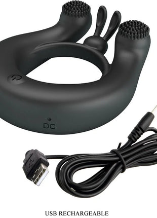 PRETTY LOVE - DAHLIA VIBRATIONSRING + KLITORISSTIMULATOR 12 VIBRATIONEN SCHWARZ - Penisring mit Vibration