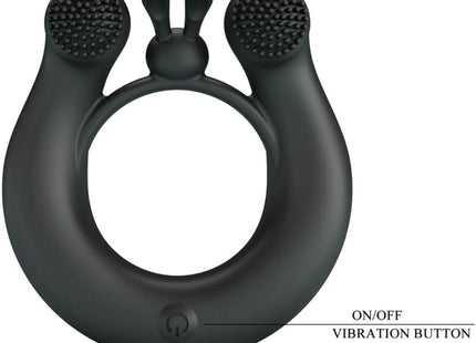PRETTY LOVE - DAHLIA VIBRATIONSRING + KLITORISSTIMULATOR 12 VIBRATIONEN SCHWARZ - Penisring mit Vibration