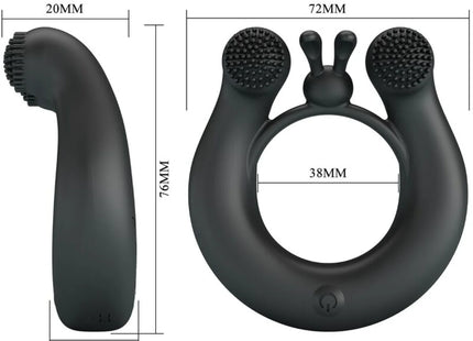 PRETTY LOVE - DAHLIA VIBRATIONSRING + KLITORISSTIMULATOR 12 VIBRATIONEN SCHWARZ - Penisring mit Vibration