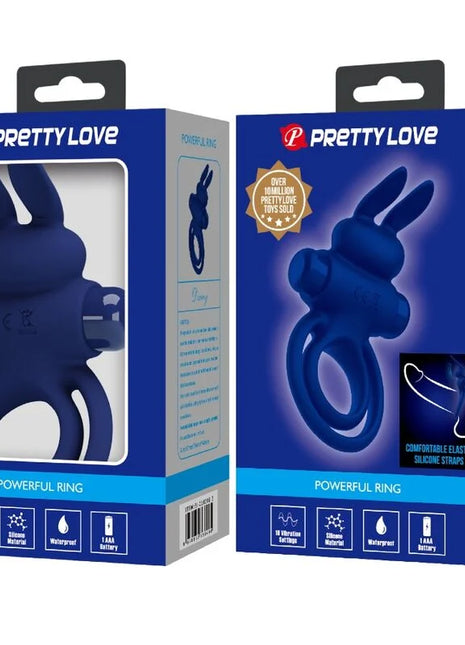 PRETTY LOVE - DAREY DOPPELTER VIBRATIONSRING KANINCHEN BLAU - Penisring mit Vibration