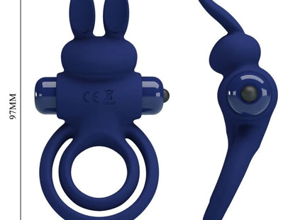 PRETTY LOVE - DAREY DOPPELTER VIBRATIONSRING KANINCHEN BLAU - Penisring mit Vibration