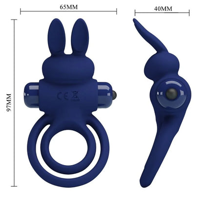 PRETTY LOVE - DAREY DOPPELTER VIBRATIONSRING KANINCHEN BLAU - Penisring mit Vibration