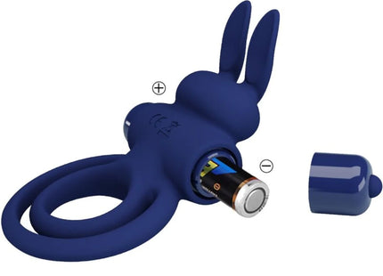 PRETTY LOVE - DAREY DOPPELTER VIBRATIONSRING KANINCHEN BLAU - Penisring mit Vibration