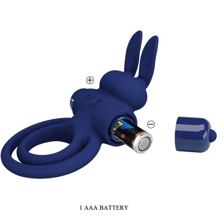 PRETTY LOVE - DAREY DOPPELTER VIBRATIONSRING KANINCHEN BLAU - Penisring mit Vibration