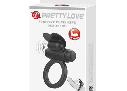Schwarzer silikon vibrierender penisring pretty love debonaire mit ergonomischem design undseitigem powerbutton