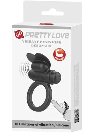 Schwarzer silikon vibrierender penisring pretty love debonaire mit ergonomischem design undseitigem powerbutton
