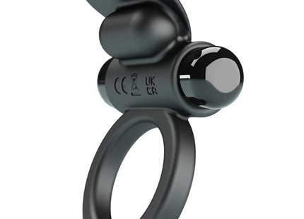Schwarzer silikonring pretty love debonaire vibrationsring kaninchen mit glänzender kugelspitze und flügelförmigen protrusionen