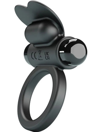 Schwarzer silikonring pretty love debonaire vibrationsring kaninchen mit glänzender kugelspitze und flügelförmigen protrusionen