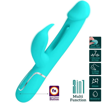 PRETTY LOVE - DEJON RABBIT VIBRATOR 3 IN 1 MULTIFUNKTIONS-AQUAGRÜN - Rabbit-Vibratoren