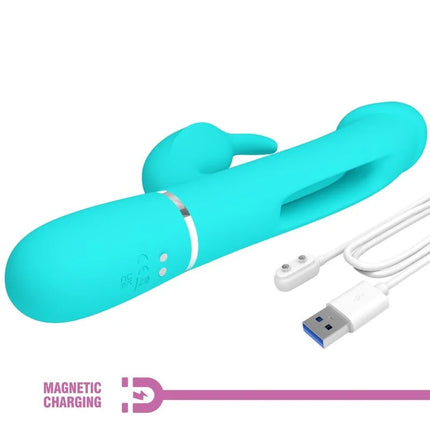 PRETTY LOVE - DEJON RABBIT VIBRATOR 3 IN 1 MULTIFUNKTIONS-AQUAGRÜN - Rabbit-Vibratoren