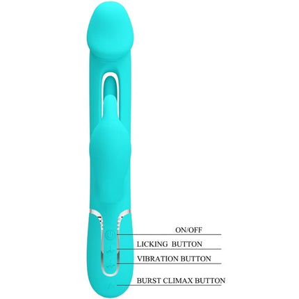 PRETTY LOVE - DEJON RABBIT VIBRATOR 3 IN 1 MULTIFUNKTIONS-AQUAGRÜN - Rabbit-Vibratoren