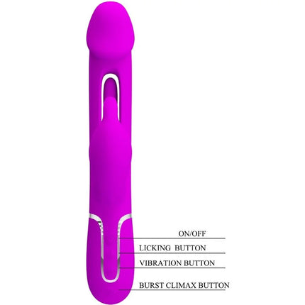 PRETTY LOVE - DEJON RABBIT VIBRATOR 3 IN 1 MULTIFUNKTIONS FUCSIA - Rabbit-Vibratoren