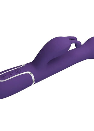 Pretty Love Dejon Rabbit Vibrator 3 in 1 multifunktions lila aus silikon mit silbernem Rand und Bedientasten