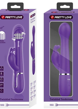 Lila pretty love dejohn rabbit vibrator 3 in 1 multifunktionsgerät mit glatter oberfläche und silbernen akzentbändern