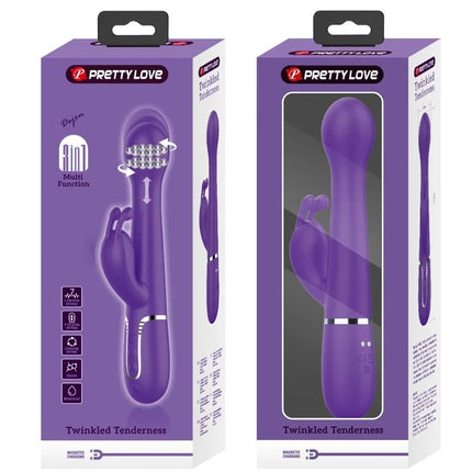 Lila pretty love dejohn rabbit vibrator 3 in 1 multifunktionsgerät mit glatter oberfläche und silbernen akzentbändern