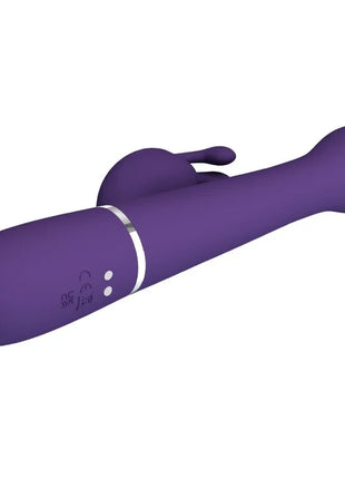 Lila silikon rabbit vibrator mit silbernem akzentband und bedientasten von pretty love dejohn rabbit 3 in 1
