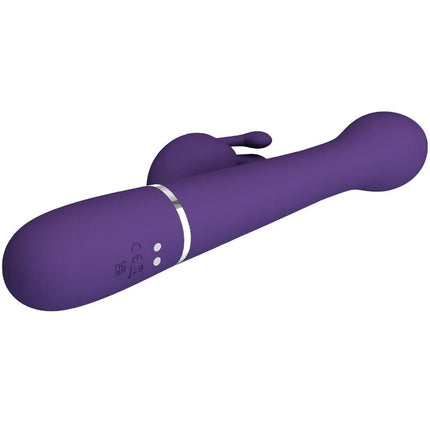 Lila silikon rabbit vibrator mit silbernem akzentband und bedientasten von pretty love dejohn rabbit 3 in 1