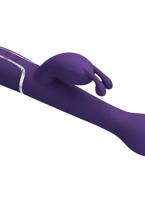 Lila silikon rabbit vibrator mit silbernem steuerfeld von pretty love dejom rabbit vibrator 3 in 1 multfunktion