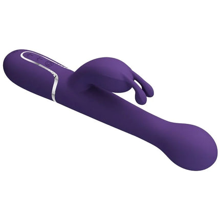 Lila silikon rabbit vibrator mit silbernem steuerfeld von pretty love dejom rabbit vibrator 3 in 1 multfunktion