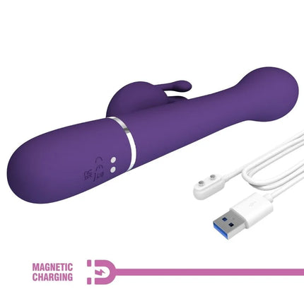 Pretty love dejon rabbit vibrator lila silikon mit magnetischem ladekabel und 3 in 1 multifunktion