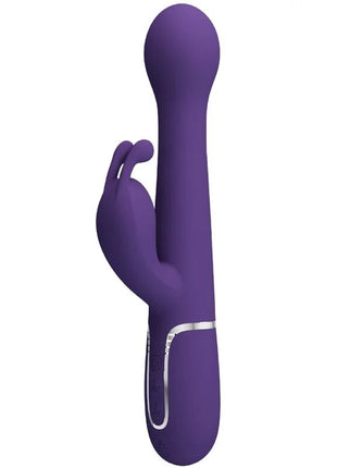 Lila silikon rabbit vibrator mit silberner akzentband von pretty love dejón rabbit vibrator 3 in 1 multifunction