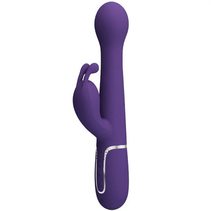 Lila silikon rabbit vibrator mit silberner akzentband von pretty love dejón rabbit vibrator 3 in 1 multifunction