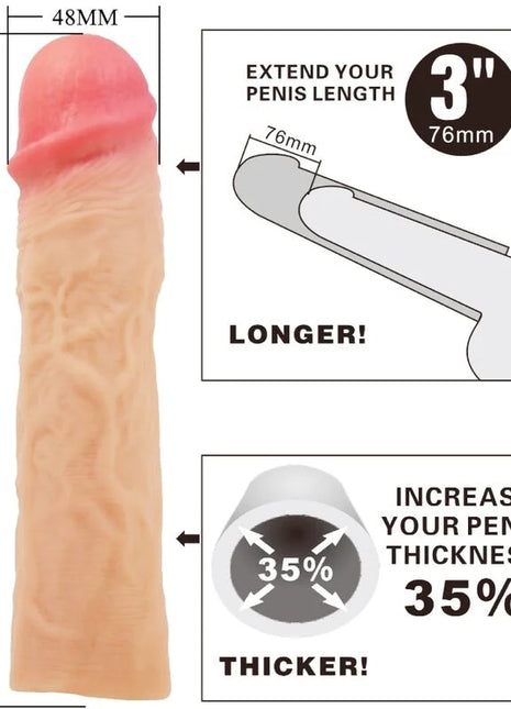 PRETTY LOVE - DEREK PENISHÜLLE MIT 7,6 CM VERLÄNGERUNG FLEISCH - Penishülle mit Verlängerung