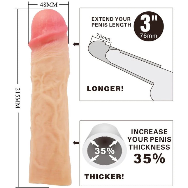 PRETTY LOVE - DEREK PENISHÜLLE MIT 7,6 CM VERLÄNGERUNG FLEISCH - Penishülle mit Verlängerung