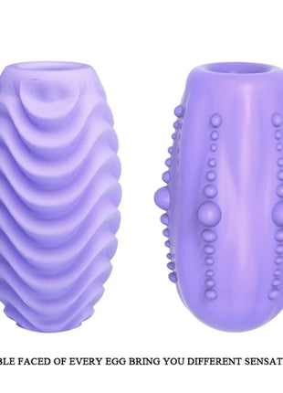 Purple silikon doppelseitiges masturbator-ei mit zwei verschiedenen strukturen für vielfältige sinnliche erfahrungen