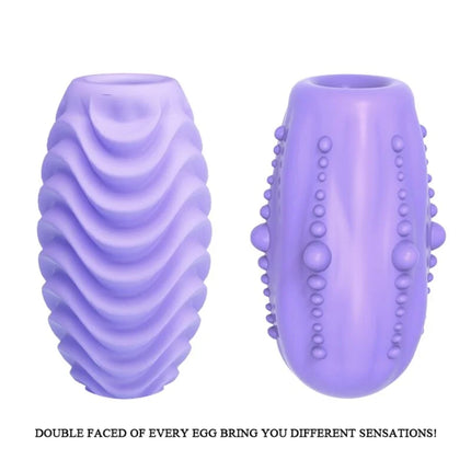 Purple silikon doppelseitiges masturbator-ei mit zwei verschiedenen strukturen für vielfältige sinnliche erfahrungen
